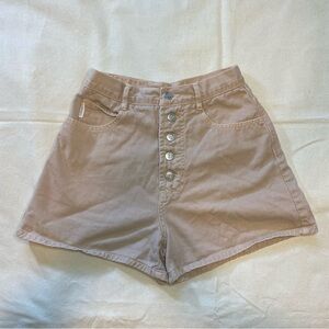 Vintage 90s Y2K Bongo Khaki Button Fly High-Waisted Shorts US Made Size 7